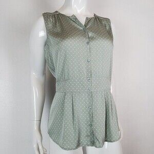 Nordstrom Green Dot Silk Peplum Tank